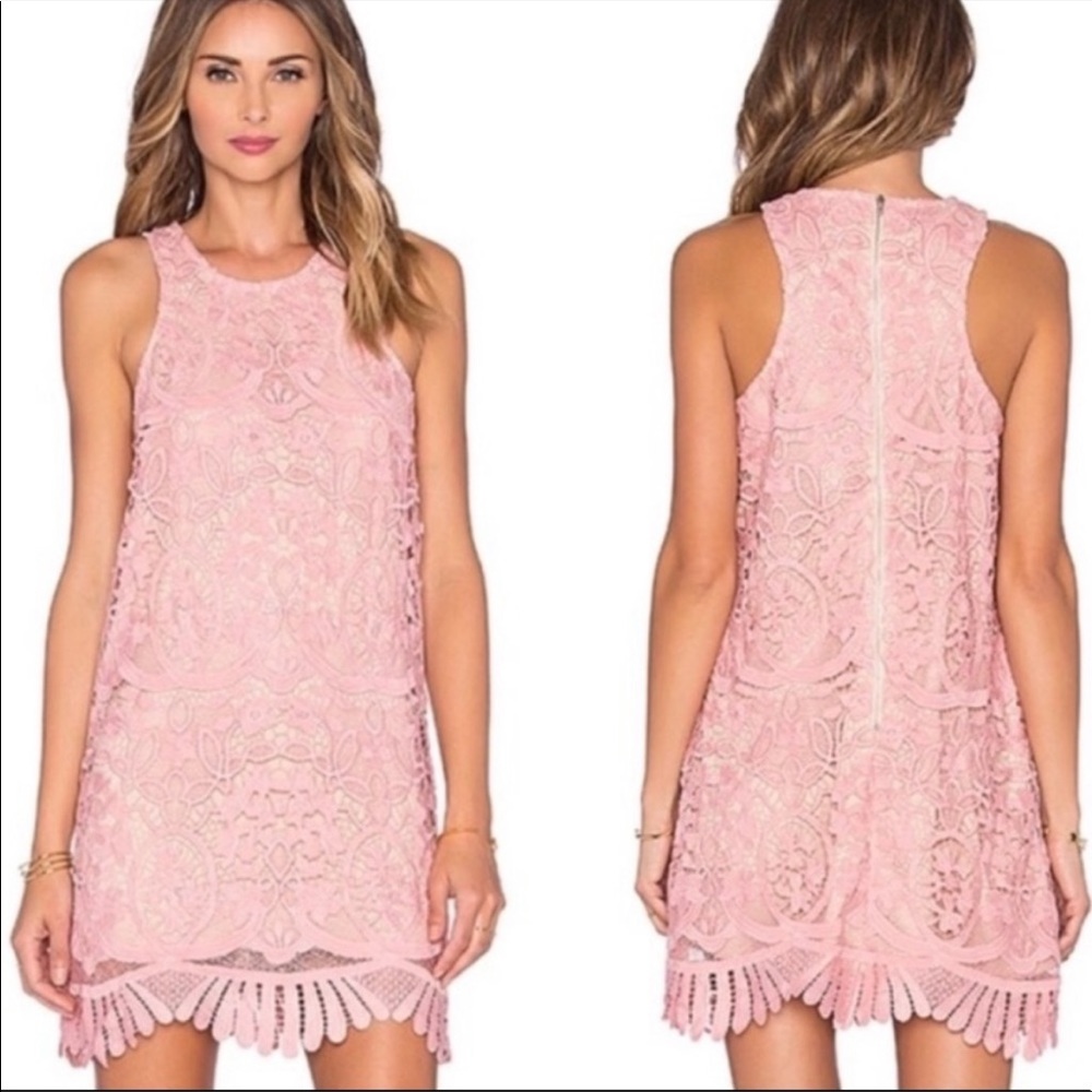 Lovers + Friends Caspian Pink Lace Dress - Picture 1 of 7